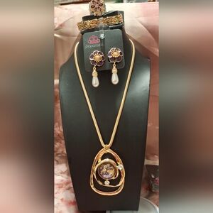 Paparazzi Elegant Gold and Purple Necklace Set
